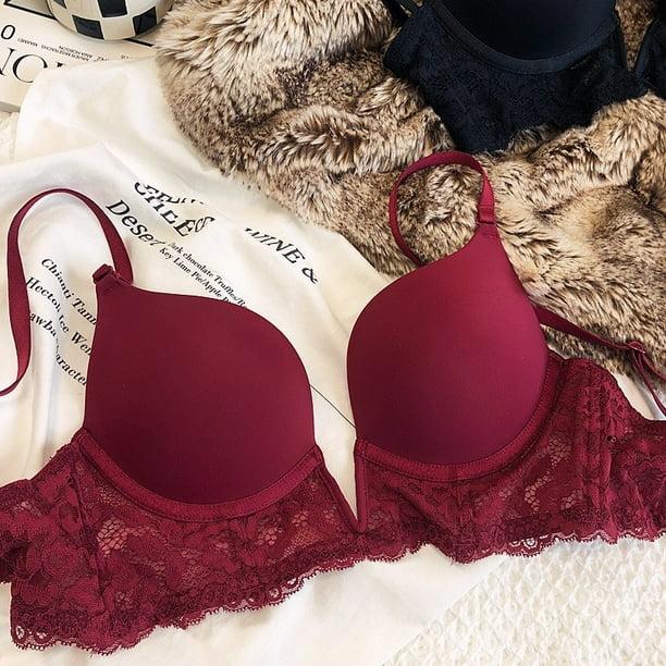 Ropa interior de encaje sexy para mujer sujetador push up fino y hermoso con espalda pequena y pecho grande sujetador con aro de acero suave pequeno Walmart en linea