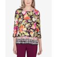 thumbnail image 4 of Alfred Dunner Womens  Bold Floral Geometric Border Top, 4 of 6
