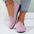 thumbnail image 2 of Rokment Women's Glitter Rhinestones Wedges Loafers Walking Shoes Sparkly Comfortable Knit Low Heel Slip on Casual Dress Sneakers Light Purple Size 9, 2 of 6