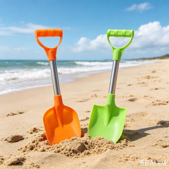 2 Pack Beach Sand Shovels, Portable Stainless Steel Handle Sand Digging Toys for Sandbox Beach Snow Play