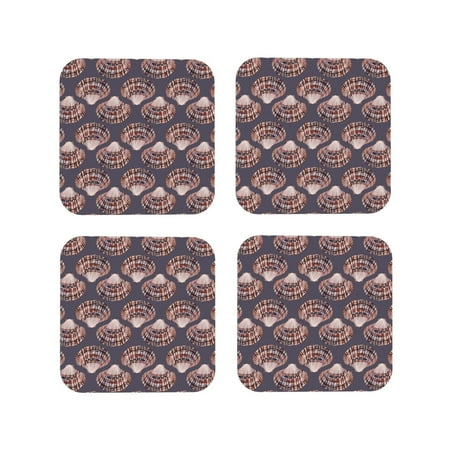 

Drink Coasters Set of 4 Conch Shells Print No.9084 Leather Coasters for Coffee Table Protector Heat Resistant Cute Coasters for Home Decor Housewarming Gifts Bar Kitchen 4 Inch Square