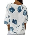 thumbnail image 4 of Ecqkame womens summer tops Summer Floral Print Casual Elbow-Length Sleeve T Shirts Trendy V Neck Loose Button Tee Shirts White XXXXL, 4 of 8