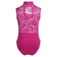 thumbnail image 2 of inhzoy Girls Lace Splice Turtleneck Ballet Dance Leotard Tulle Modern Dancewear A Rose Red 5-6, 2 of 7