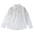 thumbnail image 6 of Girls Long Sleeve Shirts Lapel Button Down Solid Color Tops Casual Comfy Loose Preppy Style Tunic Blouse (13 Years, White-B), 6 of 8