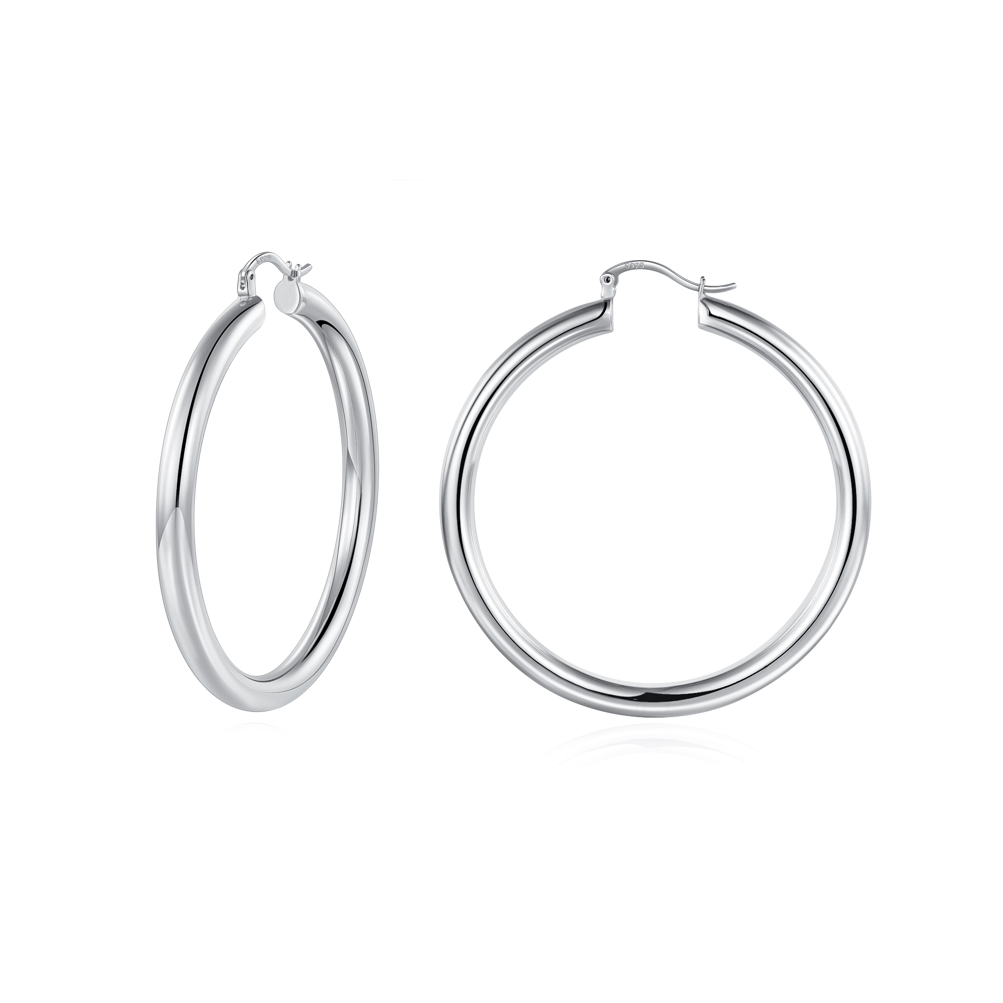 TINGN Small Silver Hoop Earrings for Women White Gold Plated 925