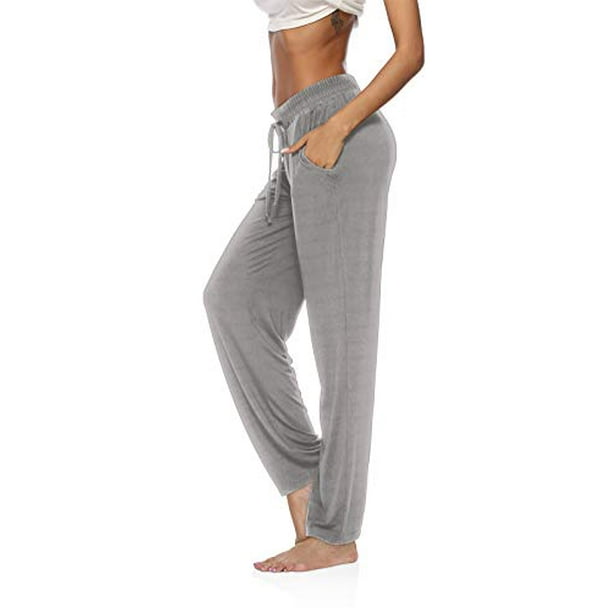DIBAOLONG Womens Yoga Pants Wide Leg Comfy Drawstring Loose Straight Lounge  Running Workout Legging Gray L - Walmart.com