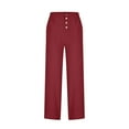 thumbnail image 4 of Aloohaidyvio Pants,Women Casual Solid High Waist Loose Pocket Straight Buttons Long Pants, 4 of 5