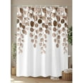 thumbnail image 4 of Shower Curtain Brown Eucalyptus Leaf Bathroom Curtains with Hooks, Waterproof Fabric Leaves Branch Bath Shower Curtains Set for Bathroom Bathtubs Decor 36x72 Inch, 4 of 8