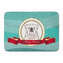 Carolines Treasures BB1530RUG White English Bulldog  Merry Christmas Machine Washable Memory Foam Mat 19 X 27"