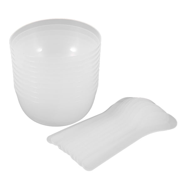 10 piezas de tazones de mezcla de barro de cristal Tazones de plástico multiusos Suministros de suelo de cristal de bricolaje para niños niñas con cucharas de 10 piezas (transparente)