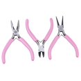 thumbnail image 2 of 3Pcs Pliers Set Pink Handle Carbon Steel Round Nose Pliers Shear Pliers Side Cutting Pliers DIY Jewelry Making Tools, 2 of 4