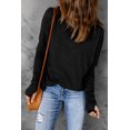 thumbnail image 2 of ABPHQTO Sudadera larga de manga larga con cuello redondo liso negro para mujer, 2 of 5