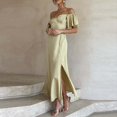 thumbnail image 6 of Jamsmile Womens Dress Summer Short Sleeve Off Shoulder V Neck Backless High Split Dresses Chic Summer Party Dress, 6 of 8