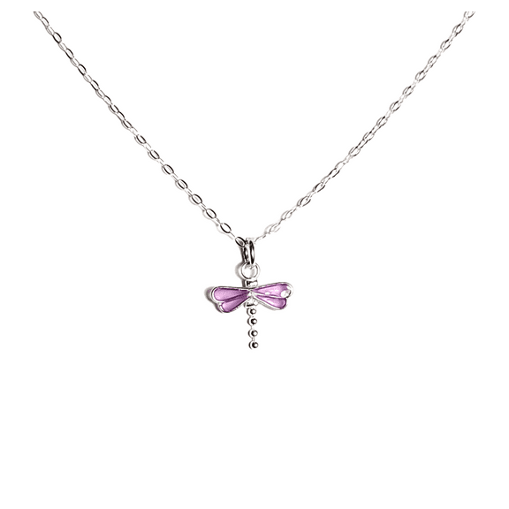 Dainty Sterling Silver Purple Dragonfly Necklace Perfect for Layering