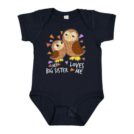 

Inktastic My Big Sister Loves Me- Cute Owl Family Gift Baby Boy or Baby Girl Bodysuit