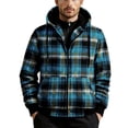 thumbnail image 4 of Mens Flannel Shirt Jacket Sherpa Lined Plaid Full Zip Hoodie Winter Fleece Coat Cotton Outwear for Winter, 4 of 5