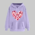 thumbnail image 2 of Goodeals Clearance Deals,Women Teacher Valentines Day Hoodies Fleece Sweatshirts Long Sleeve Pullover Oversized Teacher Sweatshirt Valentine Teach Long Sleeve Pullover Shirt(Purple,M), 2 of 5