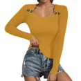 thumbnail image 3 of Sweaters for Women Casual Oversized Pullover Knit Top Cozy Fall Winter Outfit Knit Pullover Sweater Winter Autumn Square Neck Button Down Top Soft Stretch Casual Blouse Tunic Long Sleeve Shirt, 3 of 8