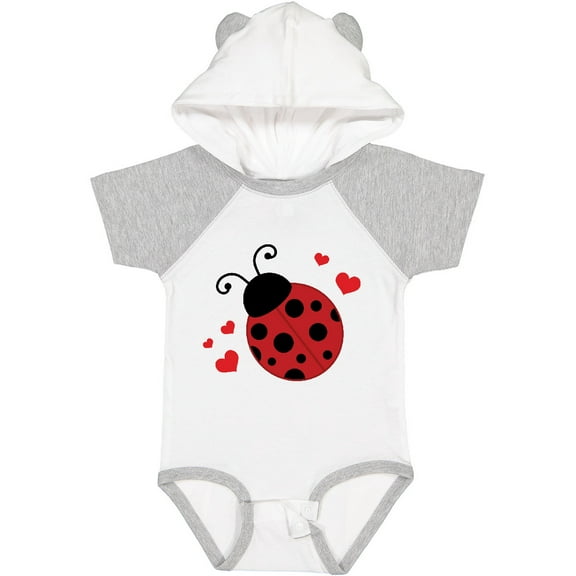 Inktastic Lady Bug and Hearts Girls Baby Bodysuit