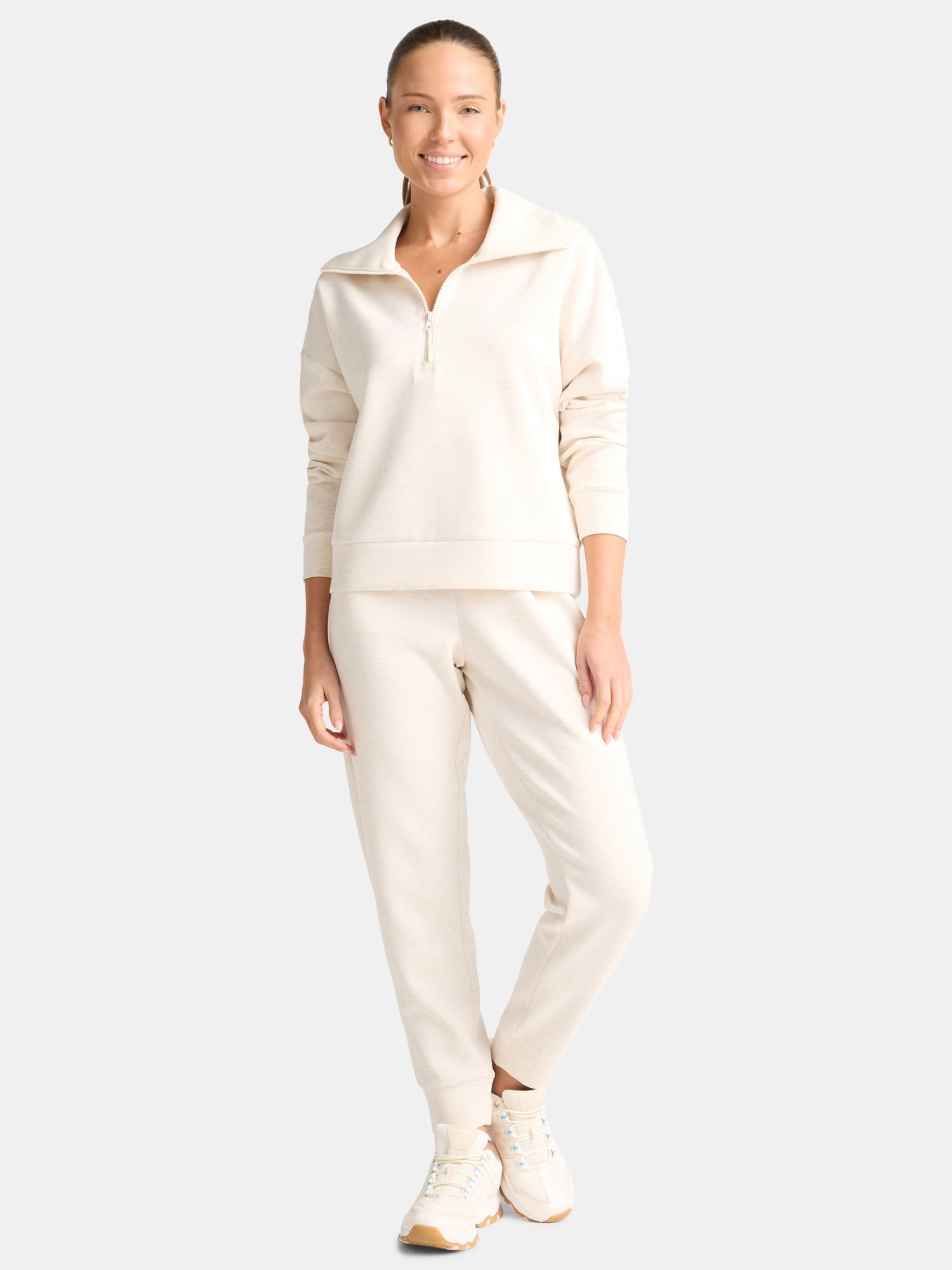 Avia Women's and Women's Plus ScubaKnit Quarter Zip Pullover, Sizes XS-4X