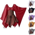 thumbnail image 2 of S Trajes medievales renacentistas Vestido de corsé pirata Vestido corto irlandés tradicional con manga acampanada para mujer, 2 of 4