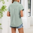 thumbnail image 2 of TaTaai Women's Plaid Button Front Shirt Short Sleeve Lapel Collar Loose Fit Casual Summer Checkered Blouse Top Office Daily Wear Gift, 2 of 9