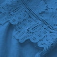 thumbnail image 4 of Horkkom Plus Size Tops for Women Lace Floral Print Casual Tops Summer V Neck 3/4 Length Sleeve Tops Blue L, 4 of 8