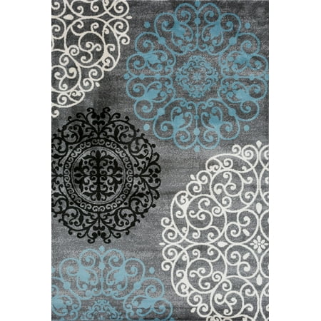 Floral Grey Indoor Area Rug or Runner