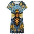 thumbnail image 3 of Watercolor Bumblebee Yellow Sunflowers Women's Dress Short Sleeve Summer Sundress Summer Women Clothes, 3 of 7