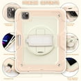 thumbnail image 3 of Dteck Built-in Screen Protector Case for iPad Pro 11 3rd Generation 2021,iPad Pro 11 2nd Gen 2020/2018 Shockproof Rugged Rubber 3-Layers Protection Cover Stand Hand/Shoulder Strap Cover,Rosegold, 3 of 7