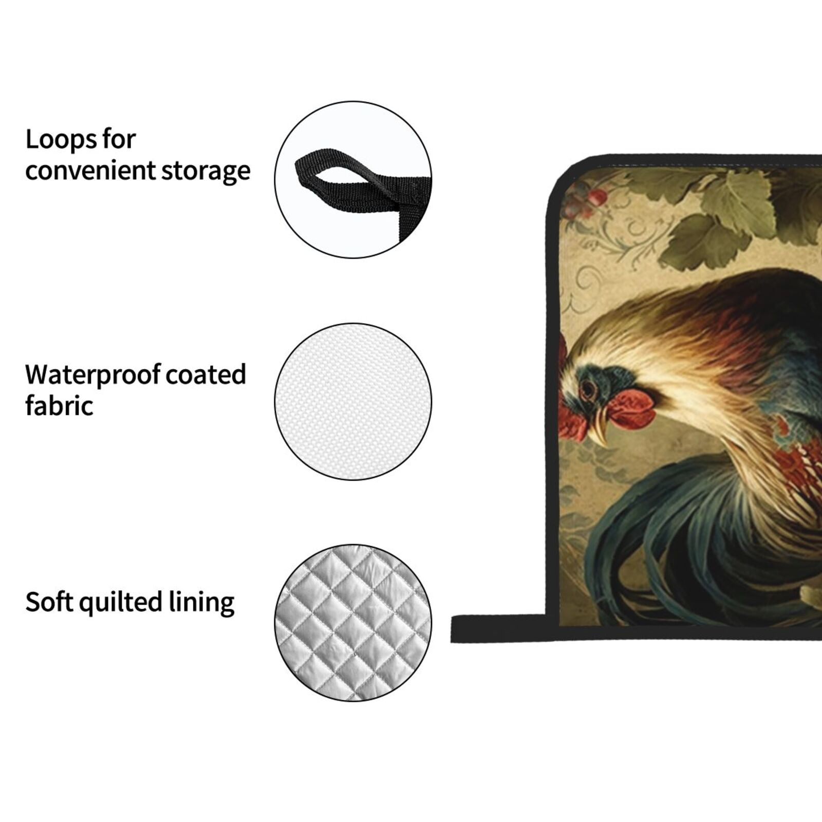 Rooster Vintage Art 4Pcs Oven Mitts and Pot Holders Sets Oven Kitchen Gloves Hot Pads for Cooking BBQ Baking Grilling