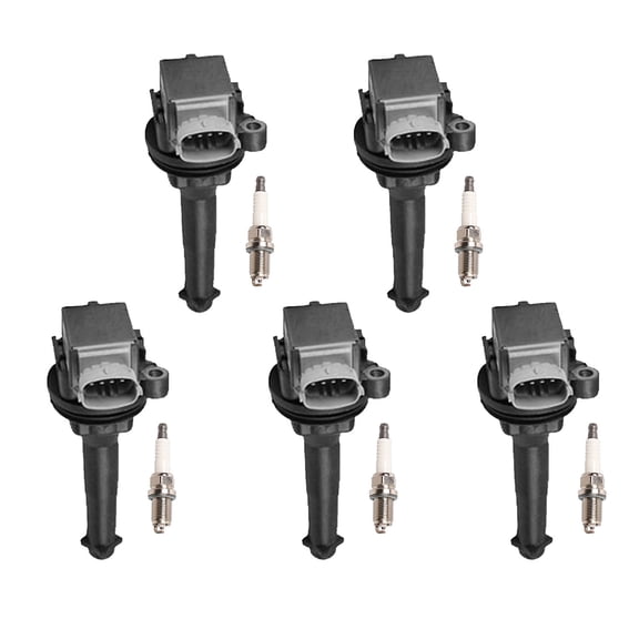 5 Ignition Coils and Spark Plugs Compatible with 2004-2009 Volvo S60 V50 V70 XC70 2.4L 2.5L Replacement for UF517