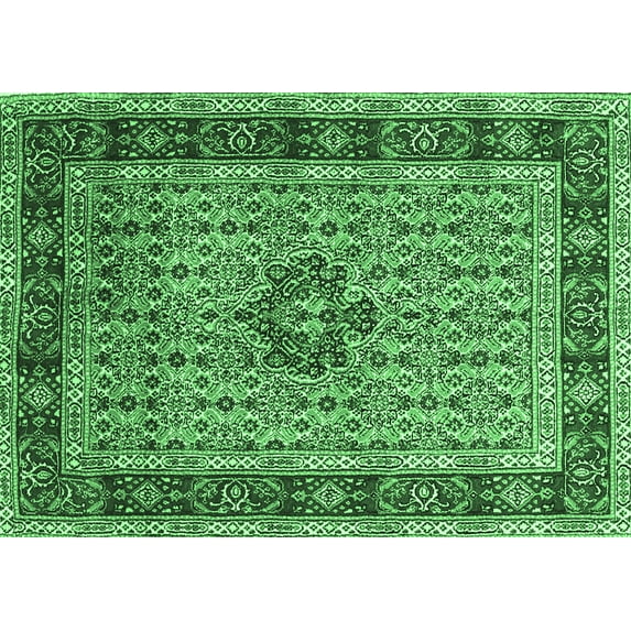 Ahgly Company Indoor Rectangle Persian Emerald Green Traditional Area Rugs, 3' x 5'