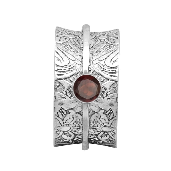 Mooneye 5mm Round Garnet 925 Sterling Silver Meditation Women Spinner Valentines Day Gift Ring