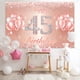 thumbnail image 4 of Telón de fondo para pancarta de feliz cumpleaños número 45, suministros de decoración para fiesta de 45 cumpleaños para mujeres o hombres, oro rosa, 4 x 6 pies, 4 of 5