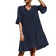 thumbnail image 3 of Vestido corto de verano en línea A para mujer Color sólido/impresión floral Vestido de manga corta y cuello en V Nituyy Vestido pastel estampado de mujer con cuello en V, 3 of 5