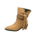 thumbnail image 2 of Wowcloth Women's Fashion Casual British Style Low-Heel Tassel Pointed-Toe Ankle Boots – Sleek Design with Arch Support for Everyday Wear, 2 of 6