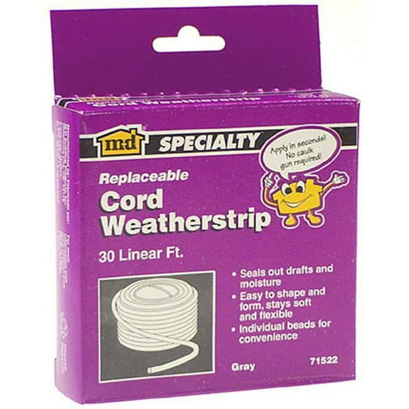 M-d Products 30ft. Gray Replaceable Cord Weatherstrip 71522