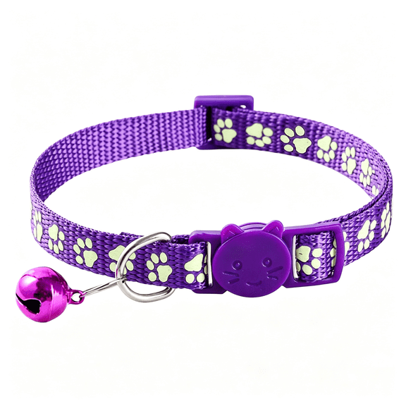 GASTROPOD Purple Reflective Xs Cat Collar with Bell,2Pcs Breakaway Kitten Collars Girl Cute Soft Quick Release Safety Buckle for Xxs Xsmall Extra Small Tiny Little Pets Female