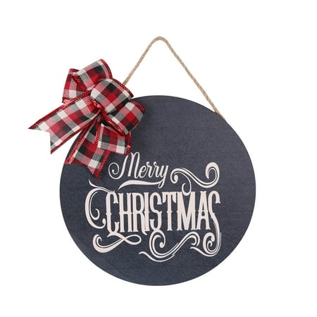 

Christmas Deal Christmas Wooden Hanging Christmas Wall Decoration Pendant Bow Round Door Number Hanging Ornament