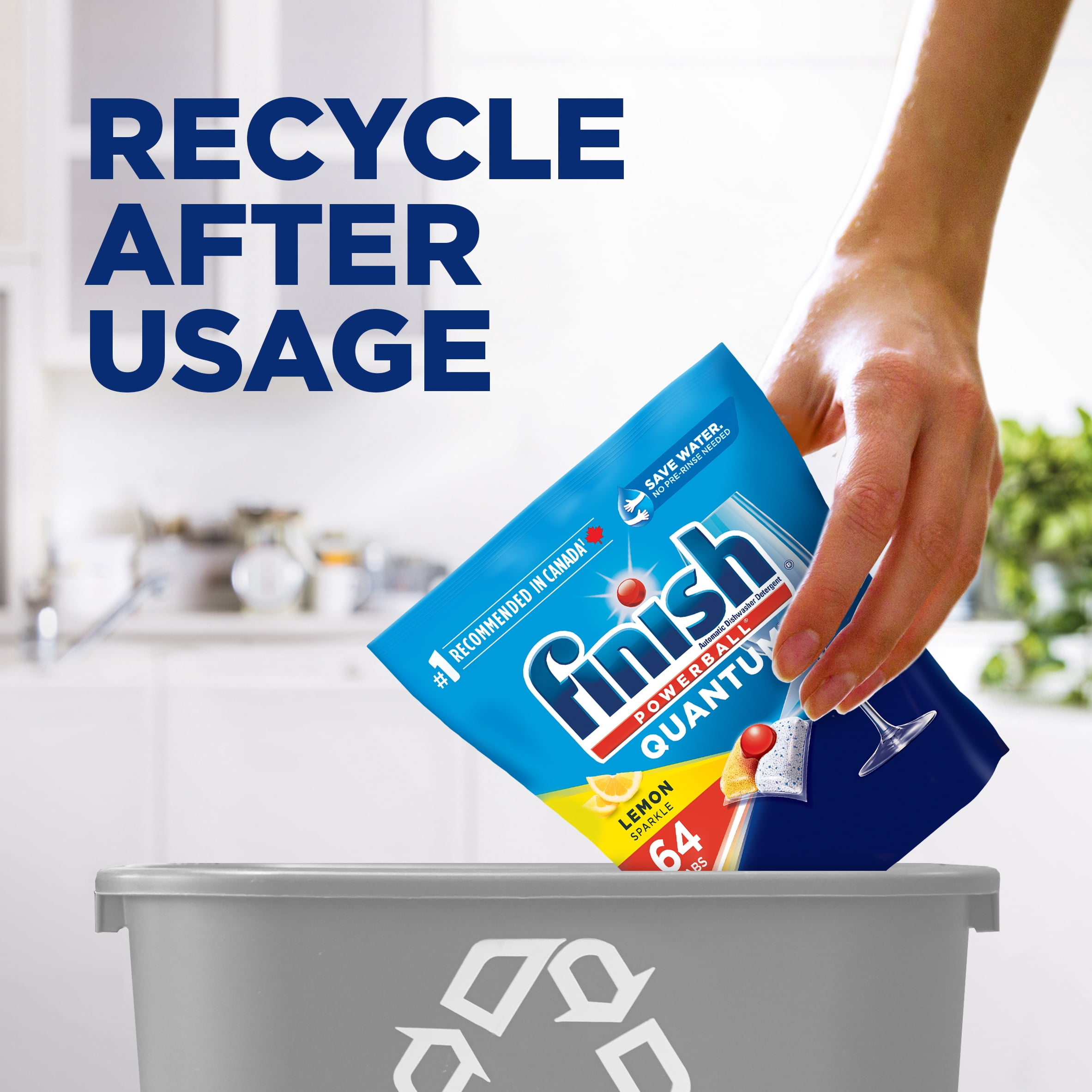 Finish Power Ball Quantum Dishwasher Detergent Pods, No pre sinse needed, For Deep clean & sparkling shine, Lemon Sparkle
