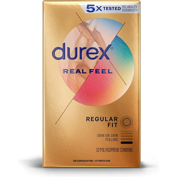 Durex Real Feel Condoms for Men - 10 Count| For Real Skin on Skin Feeling| Latex Free