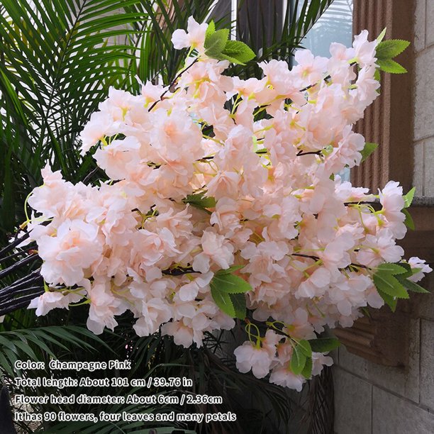 Flor de Cerezo Artificial para decoración del hogar, árbol de cerezo rosa y blanco, flor de seda de primavera, arco de bonsái DIY, accesorios de boda