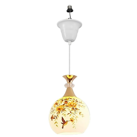 Kiven Glass Pendant Light with E26 Screw-in Adapter, Exposed Ceiling Light to Pendant, Converts Bulb Socket to Pendant Light, Adjustable Height Renter-friendly Pendant Lighting TB1197