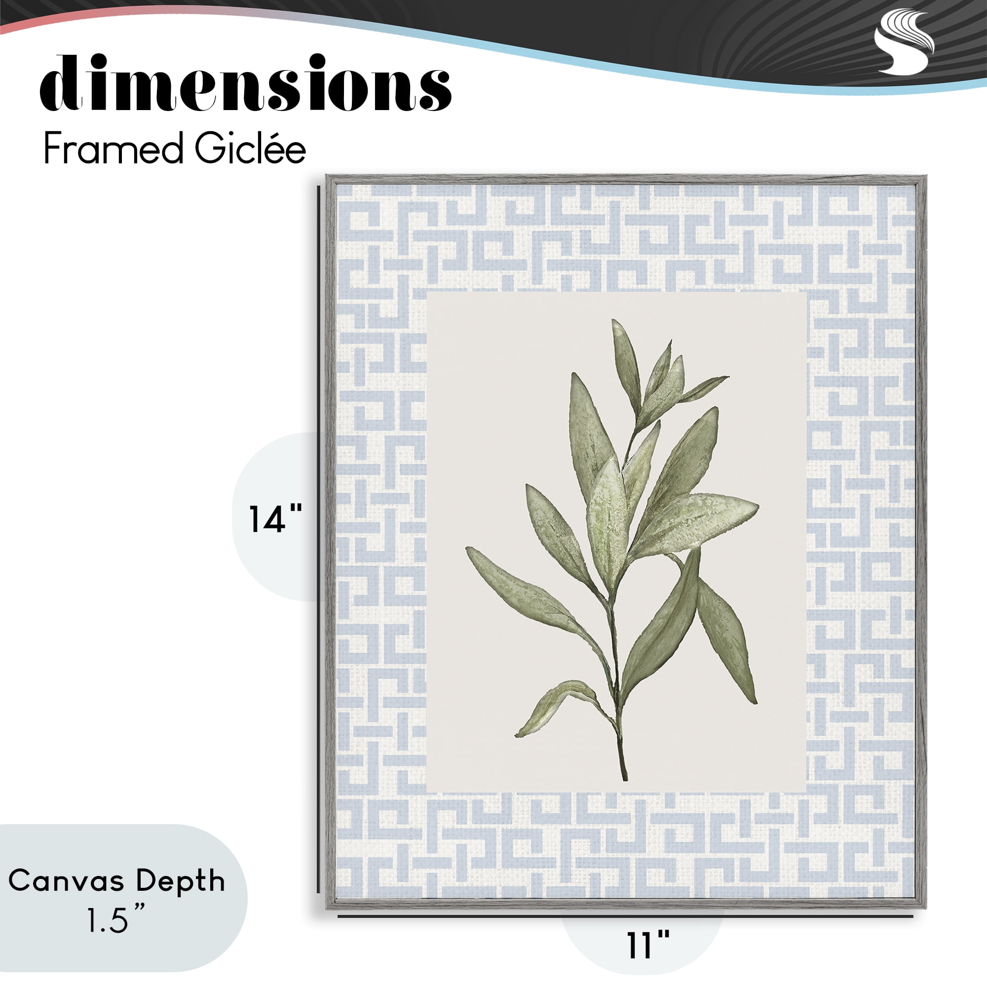 Stupell Industries Leafy Fresh Herb Gray Framed Giclee Art, design by Diannart