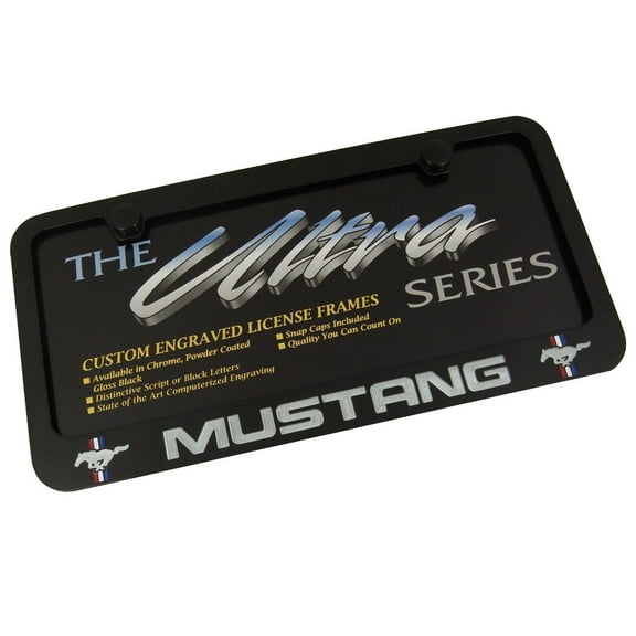 Ford Mustang Engraved Black Finish Solid Metal License Plate Frame