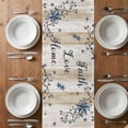 thumbnail image 4 of Table Runner 72 Inches Long for Kitchen Dining, Vintage Country Dresser Scarf Farmhouse, Dining Table Decorations for Wedding/Parties, Blue Rustic Texas Star Vines Wooden Grain 14 x 72 In, 4 of 8