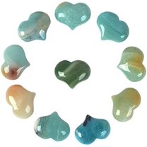 Natural 10pcs Amazonite Gemstone Healing Crystal 1 inch Mini Puffy Heart Pocket Stone Iron Gift Box