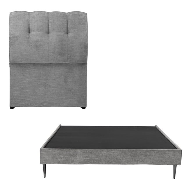 Box Base Cama Slim Individual + Cabecera Nube Gris