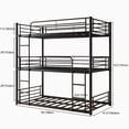 thumbnail image 4 of Twin Over Twin Over Twin Triple Bunk Bed Frame, Heavy Duty Detachable Bunk Beds for 3, Metal 3 Bunk Beds with 2 Ladder & Guardrail for Teens Adults (Black), 4 of 7